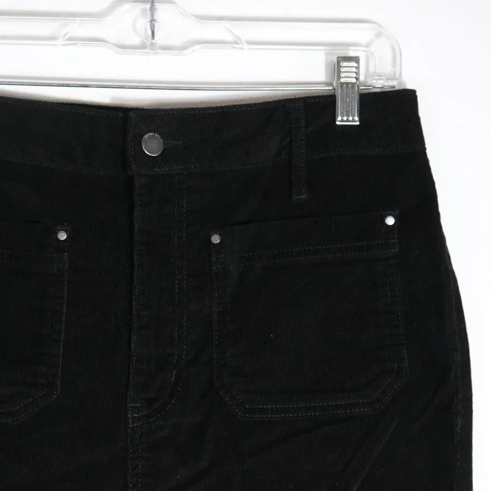 Boden Straight Leg Corduroy Jeans Womens 8 Black‎ Patch Pockets Ankle High Rise